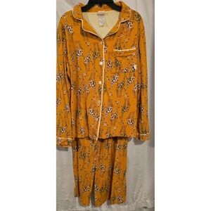 1760. Munki Munki 2 Piece Long Sleeve & Pants Pajama Set Orange Giraffe Sz M